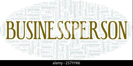 Businessperson word cloud conceptual design isolated on white background. Stock Vector