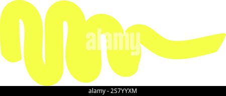 Wavy yellow highlighter stroke marking important information in a document, creating a visually appealing and informative element for studying or work Stock Vector