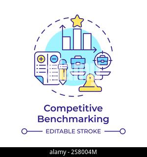 Competitive benchmarking multi color concept icon Stock Vector