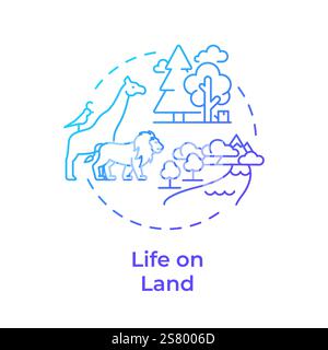 Life on land blue gradient concept icon Stock Vector