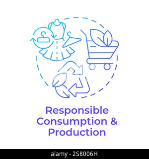 Responsible consumption and production blue gradient concept icon Stock Vector