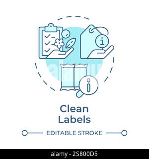 Clean labels soft blue concept icon Stock Vector