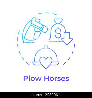 Plow horses blue gradient concept icon Stock Vector