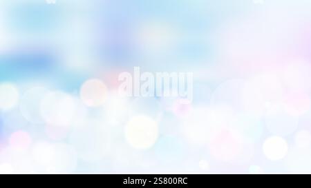 Bokeh lights on blurred soft blue and pink background. Romantic abstract design Stock Vector