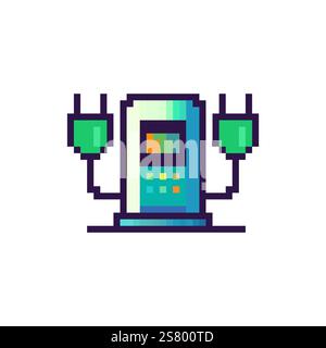 Car charging with two plugs. Fast charging for an electric car. Smart charging for a car. Ecological charging. Vector illustration. Stock Vector