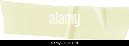 Wrinkled piece of beige adhesive tape isolated on a white background, creating a textured and abstract composition with its folds and creases Stock Vector