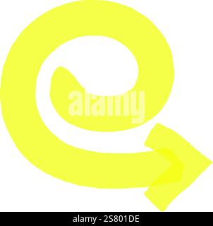 Yellow circular arrow rotating clockwise, representing a continuous process of progress and symbolizing a return to the starting point in a dynamic and modern design Stock Vector