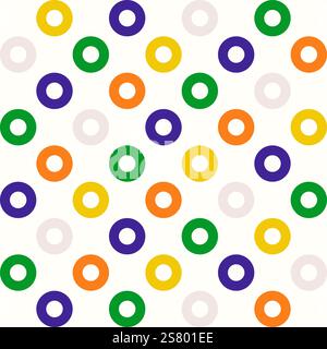 Seamless abstract geometric background featuring circles. This modern minimalist vector pattern includes elegant polka dots and a circular grid, creat Stock Vector