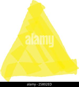 Vibrant yellow brush strokes forming a triangular shape on a clean white background create an eye catching and abstract composition, showcasing a modern artistic style Stock Vector