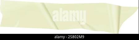 Realistic illustration of a crumpled piece of beige adhesive tape, creating a textured and slightly wrinkled surface with uneven edges on a clean white background Stock Vector