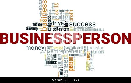 Businessperson word cloud conceptual design isolated on white background. Stock Vector
