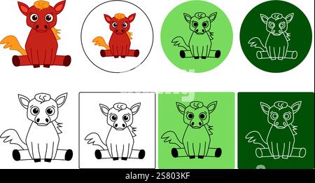 Cute Horse Character Design Illustration logo vector eps format suitable for your design needs logo illustration animation etc Stock Vector