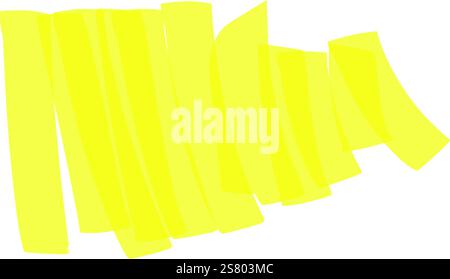 Vibrant yellow brush strokes energetically moving vertically across a clean white backdrop, creating a dynamic and visually striking pattern with a sense of motion and energy Stock Vector