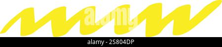Wide bright yellow highlighter zig zag stroke is emphasizing important text on white paper, creating a dynamic and eye catching visual element for studying or creative projects Stock Vector