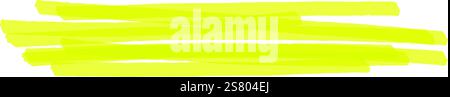 Horizontal brush strokes of vibrant yellow highlighter ink create a striking visual element against a white background, adding a pop of color and emphasis Stock Vector