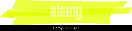 Yellow highlighter brush stroke creating a vibrant design element, perfect for adding a pop of color to creative projects and graphic designs Stock Vector