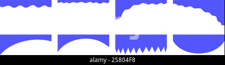 Modern Blue Geometric Website Header Designs with Wavy, Zigzag, and Curved Edges for Creative Web Projects Stock Vector