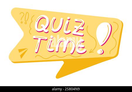 Quiz time label featuring a question mark, Stock Vector