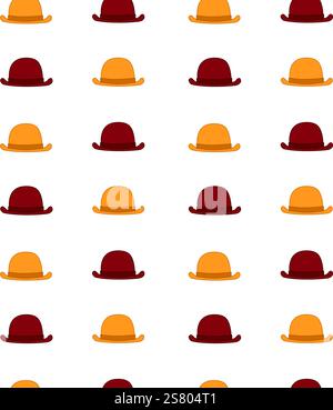 Seamless Pattern with red and yellow hats. Graphic line Background Vector Illustration on transparent background Stock Vector