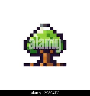 Tree logo in 8 bit style. Logo for game design and gaming. Vector illustration. Stock Vector