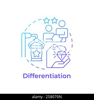 Differentiation blue gradient concept icon Stock Vector