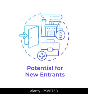 Potential for new entrants blue gradient concept icon Stock Vector