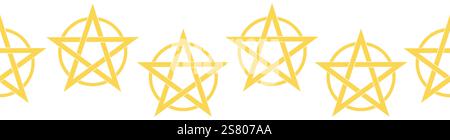 Horizontal border, set Magic and heavens seamless pattern, with magical elements Symbols of witchcraft theme Stock Vector