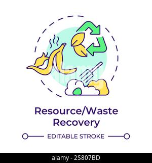 Resource and waste recovery multi color concept icon Stock Vector