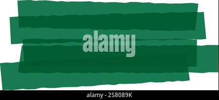 Wide, irregular horizontal brush strokes create a textured green abstract background, exuding a modern and artistic vibe, perfect for contemporary design projects and vibrant compositions Stock Vector
