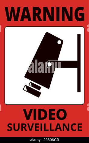 Warning video surveillance banner on a white background Stock Vector