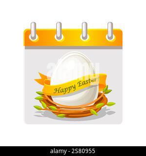 Calendar page for Easter Day. Happy Easter Day with egg in bird nest for your greeting card,calendars, stickers or icons. Happy Easter Day Stock Vector