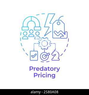 Predatory pricing blue gradient concept icon Stock Vector