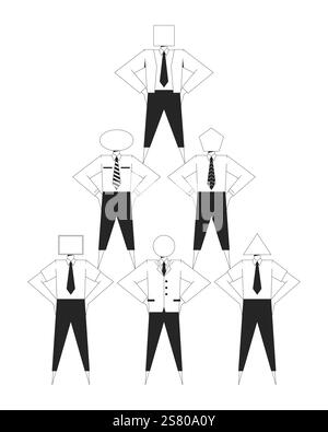 Geometric representation of corporate hierarchy black and white 2D illustration concept Stock Vector