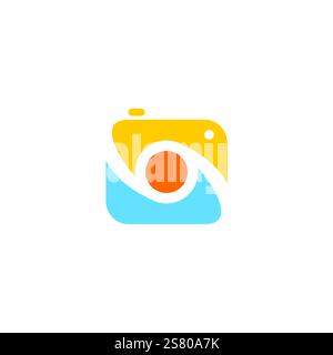 photography camera logo vector minimalist illustration design Stock Vector