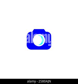 Camera Icon Vector With Blue Color Stock Vector