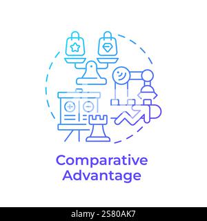 Comparative advantage blue gradient concept icon Stock Vector