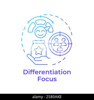 Differentiation focus blue gradient concept icon Stock Vector