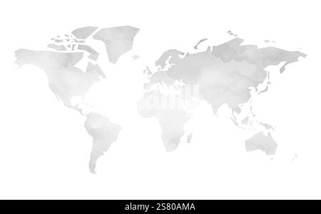This vector illustration features a world map design in a watercolor style, showcasing delicate textures and gentle gradients. Perfect for various creative projects and presentations. Stock Vector