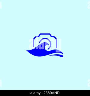 Wave Camera Logo Design. Photography Wave Icon Stock Vector