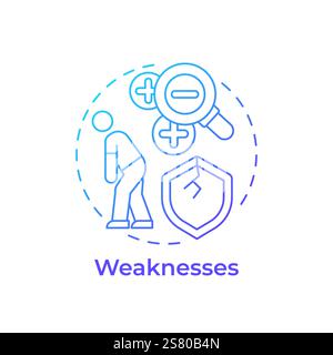 Weaknesses blue gradient concept icon Stock Vector