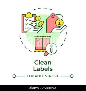 Clean labels multi color concept icon Stock Vector