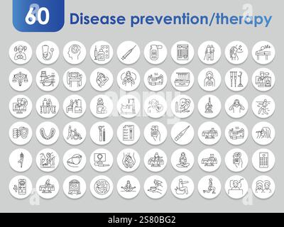 Chronic disease management line icons collection. Treatment, Management ...