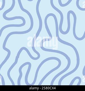 Seamless abstract pattern with squiggles and scribbles. Weaved curved lines. Chaotic ink scribbles decorative texture. Messy doodles, wavy and curly l Stock Vector