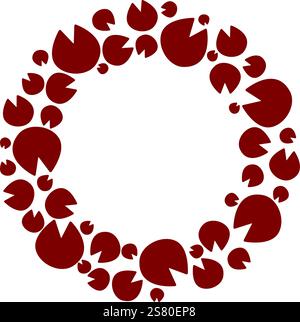 Horse, mustang or pony hoof footprint circle round frame. Silhouette, contour. Vector graphic line isolated on white transparent background. Stock Vector