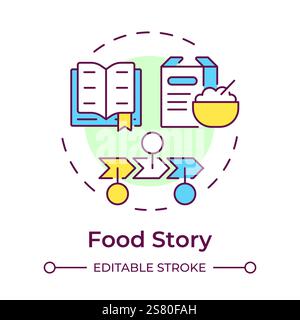 Food story multi color concept icon Stock Vector