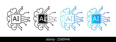 Digital brain logo with circuits for AI and innovation themes. Stock Vector
