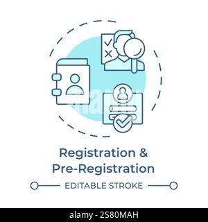Registration and pre registration soft blue concept icon Stock Vector