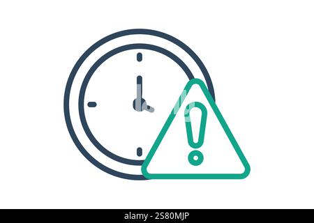 Delay icon. line icon style. clock with exclamation mark. icon related to time and date. time elements vector illustration Stock Vector