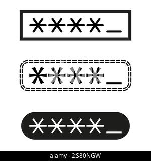 Password entry icon. Asterisk filled field. Secure login form. Vector interface element. Stock Vector