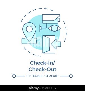 Check in and check out soft blue concept icon Stock Vector